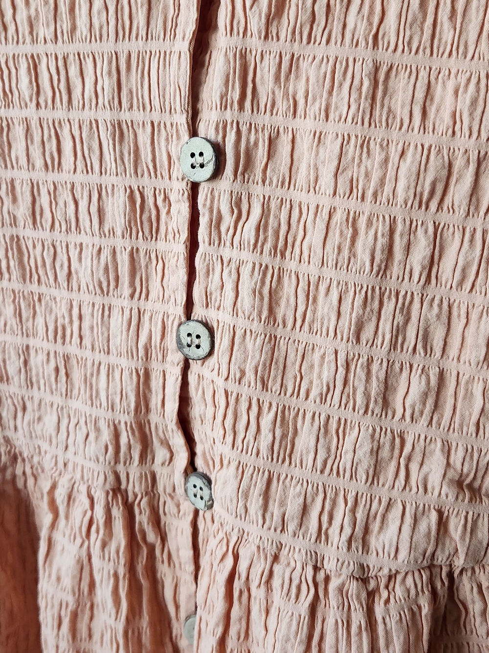 Button-Front Textured Mini Dress - Peach - Picture 7 of 8